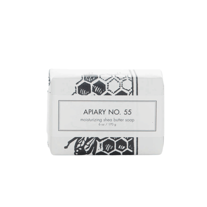 Primary Image of Apiary No. 55 Shea Butter Bar Soap, bar soap in black and white wrapper