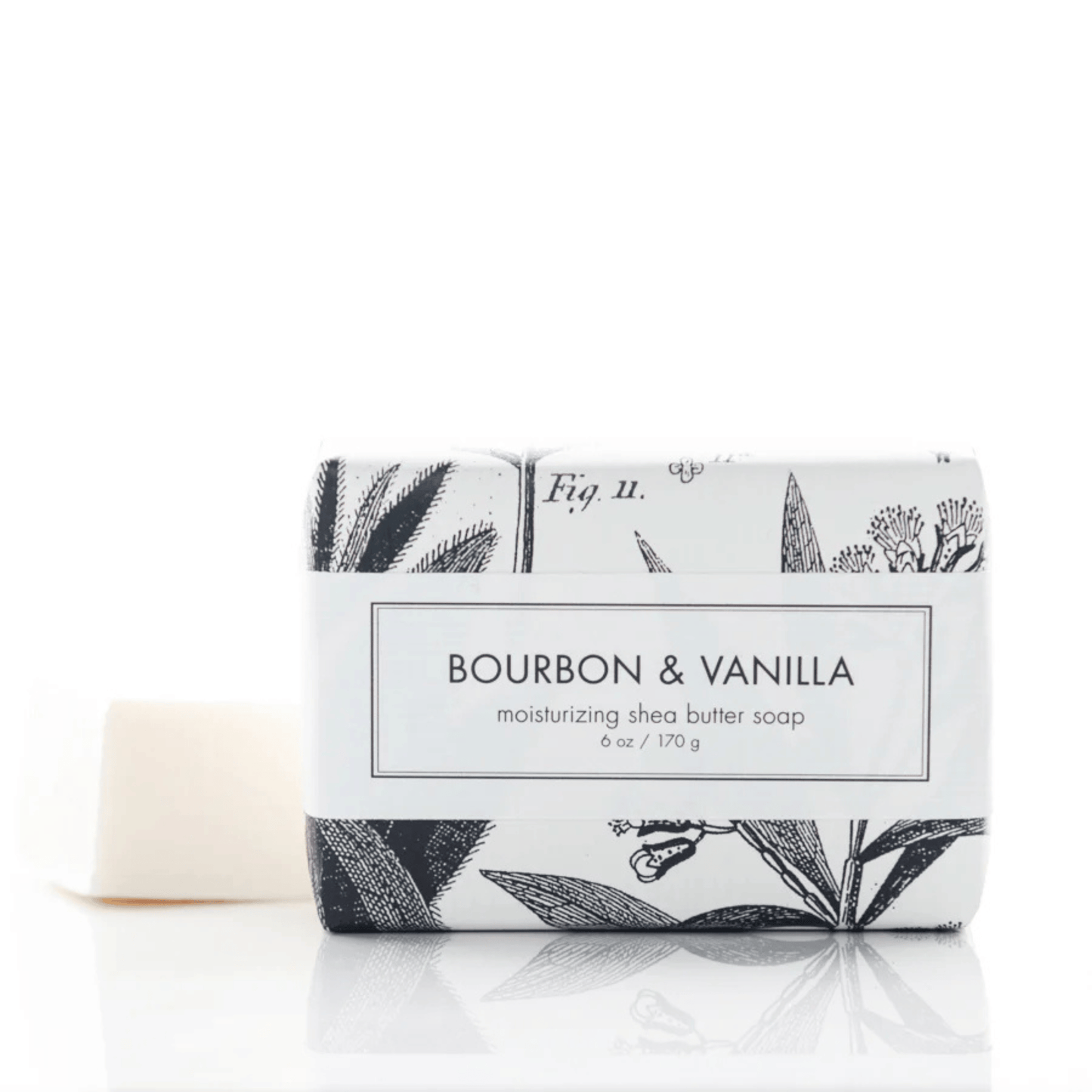 Alternate Image of Bourbon & Vanilla Shea Butter Bar Soap, bar soap with black ad white wrapper