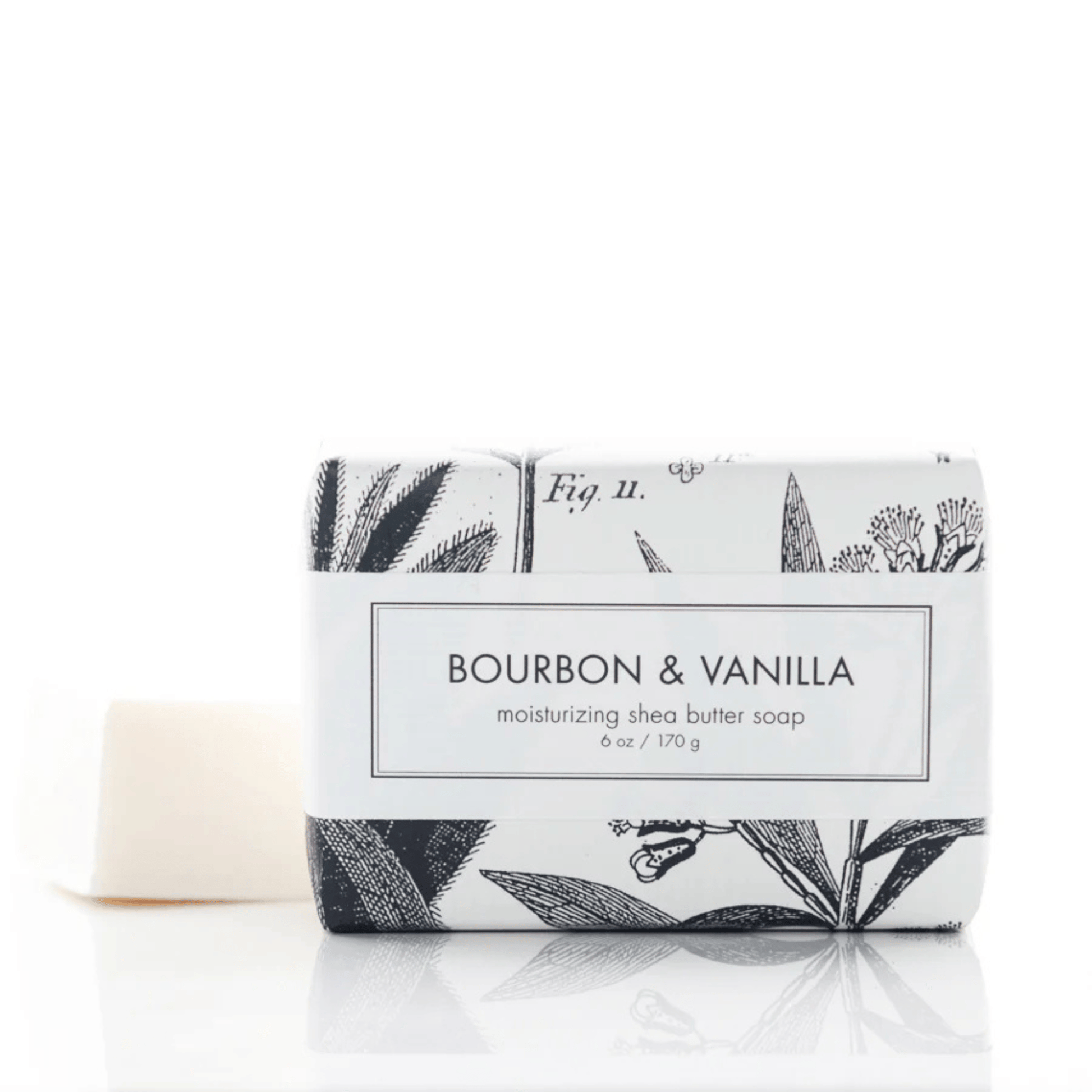 Alternate Image of Bourbon & Vanilla Shea Butter Bar Soap, bar soap with black ad white wrapper