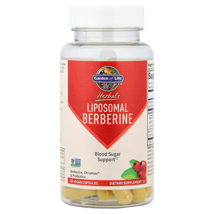 Alternate Image of Herbals Liposomal Berberine Capsules, supplement bottle with red and white label