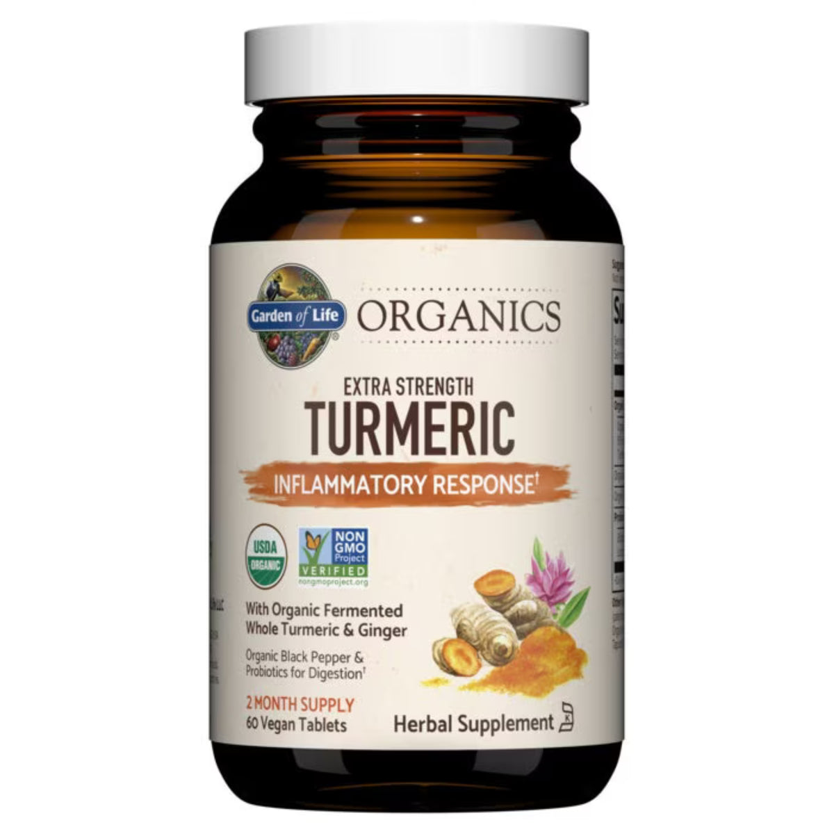 Alternate Image of Organics Extra Strength Turmeric, bottle with label with illustrated ingredients