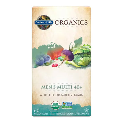 Primary Image of Organics Men's 40+ Multivitamin, box with veggie illustrations