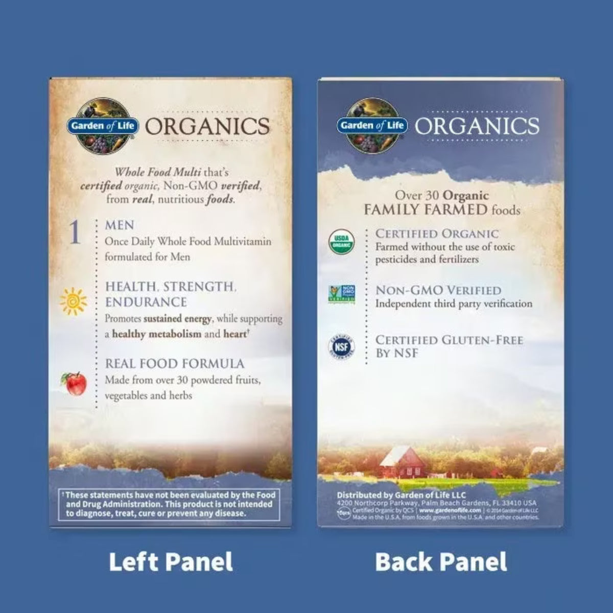 Alternate Image of Organics Men's Once Daily Multivitamin, box with illustrated veggies