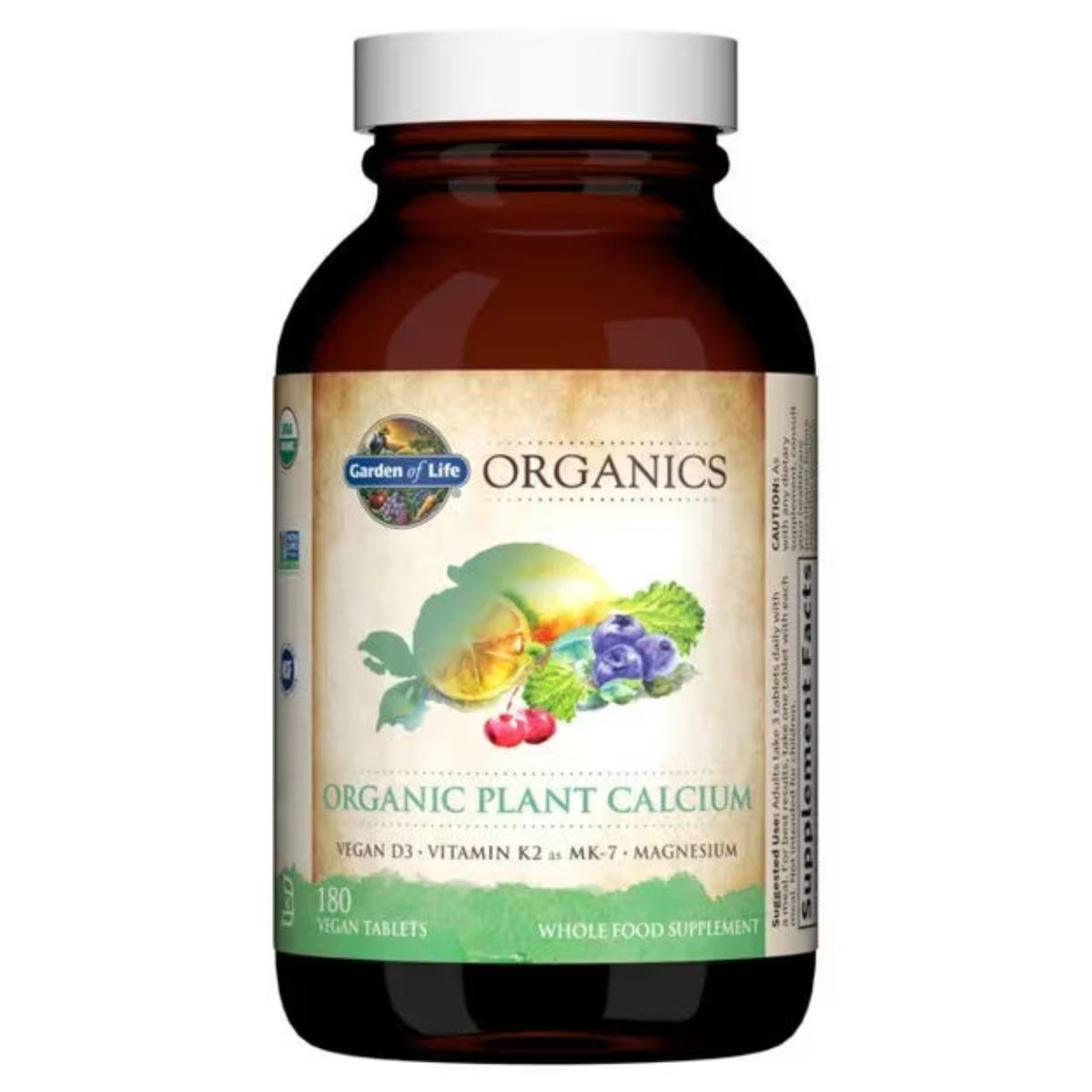 Alternate Image of Organics Plant Calcium, brown bottle with label with illustrated veggies