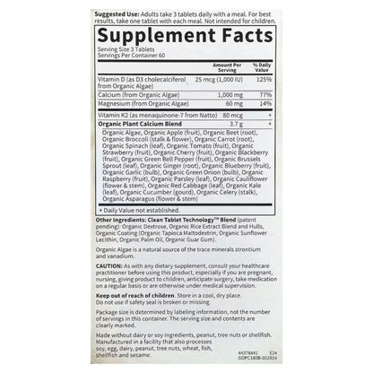 Alternate Image of Organics Plant Calcium, supplement facts 