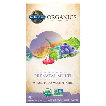 Primary Image of Organics Prenatal Multivitamin. box with illustrated veggies