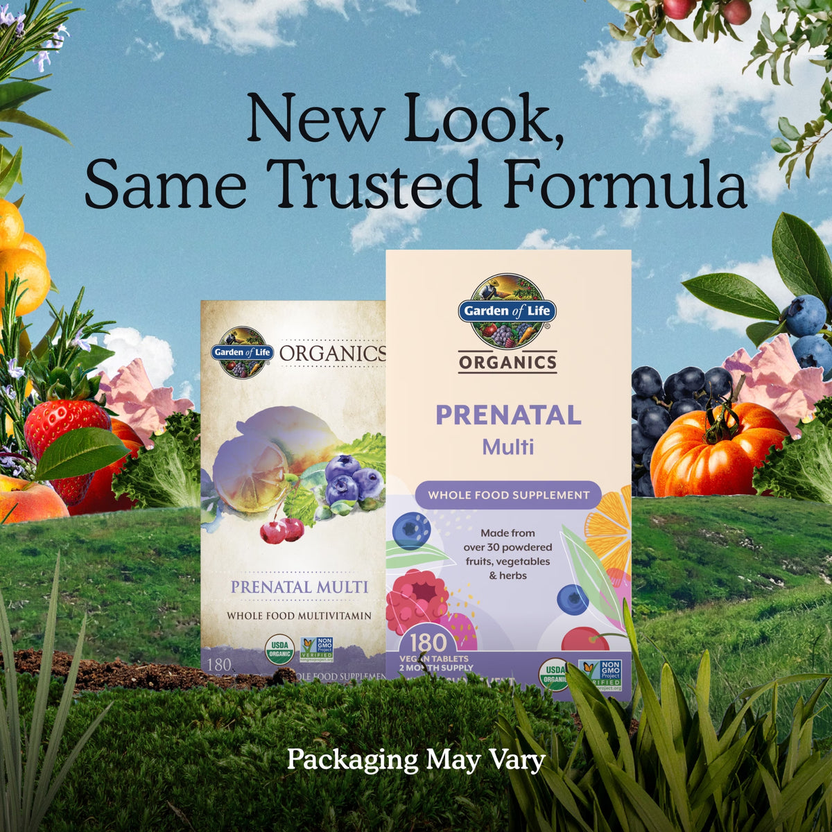 Alternate Image of Organics Prenatal Multivitamin, box with illustrated veggies