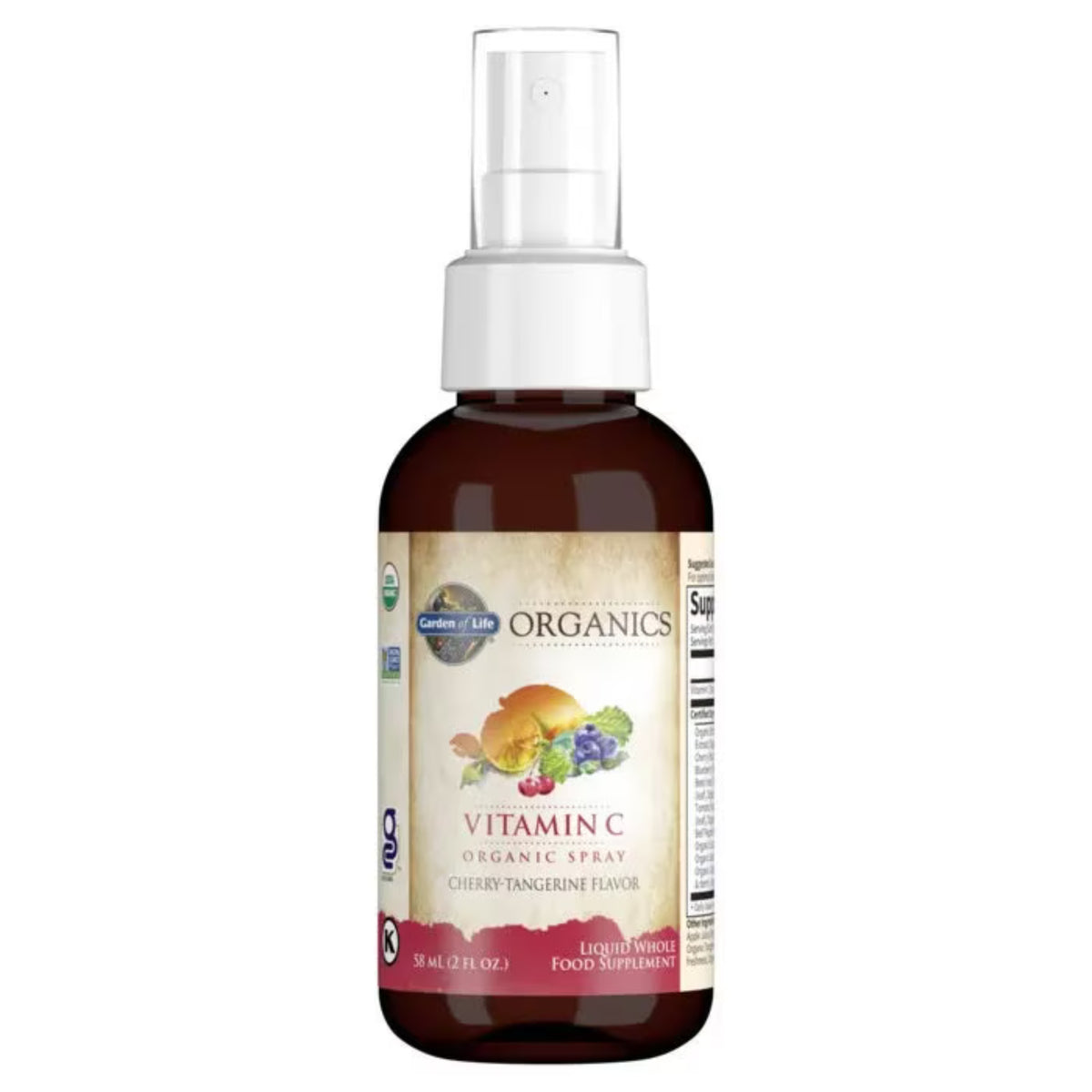 Alternate Image of Organics Vitamin C Cherry Tangerine Spray, illustrated label on spray bottle