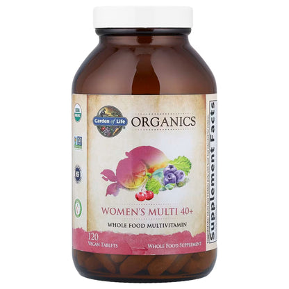 Alternate Image of Organics Women's 40+ Multivitamin, brown bottle with label with illustrated veggies