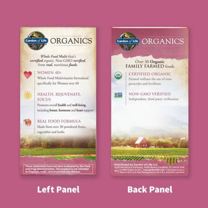 Alternate Image of Organics Women's 40+ Multivitamin, box with illustrated veggies
