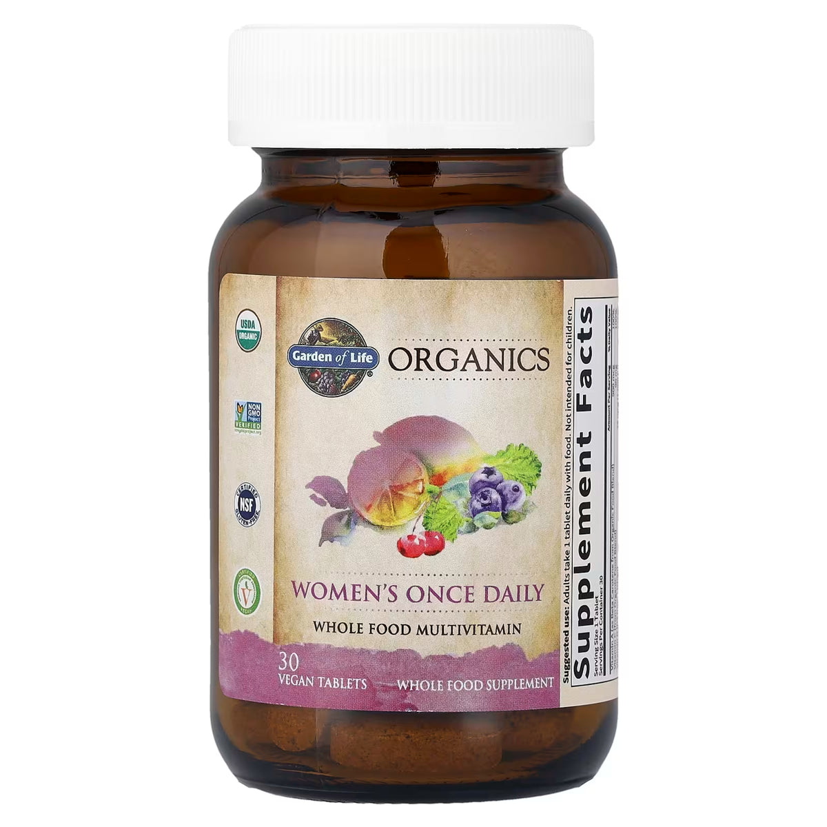 Alternate Image of Organics Women's Once Daily Multivitamin, brown bottle with label with illustrated veggies