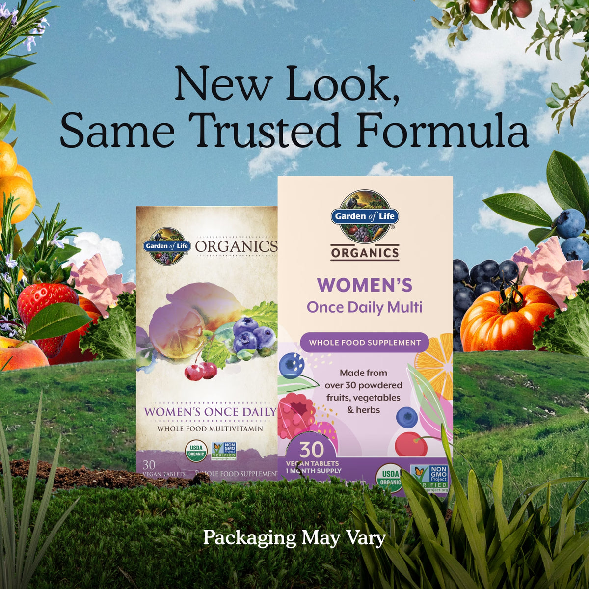 Alternate Image of Organics Women's Once Daily Multivitamin, box with illustrated veggies