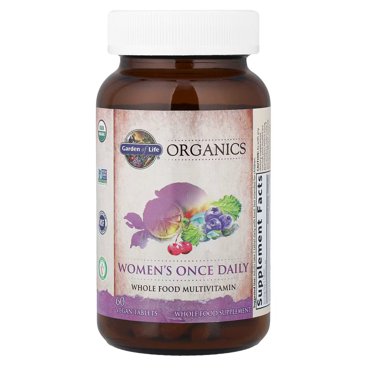 Alternate Image of Organics Women's Once Daily Multivitamin, brown bottle with label with illustrated veggies