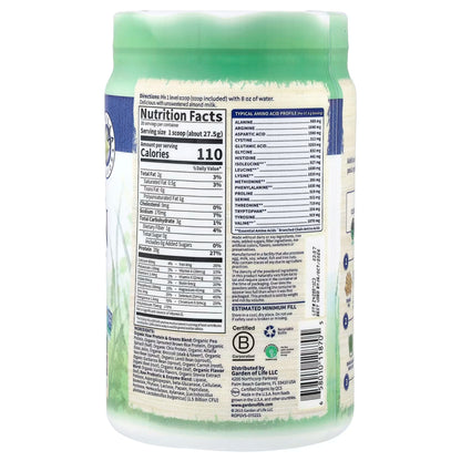 Alternate Image Vanilla Raw Organic Protein + Greens, green and white jar