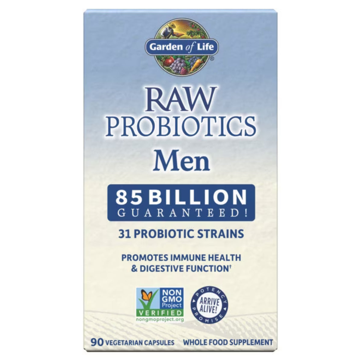 Primary Image of Raw Probiotics Men 85 Billion Capsules, blue and white box