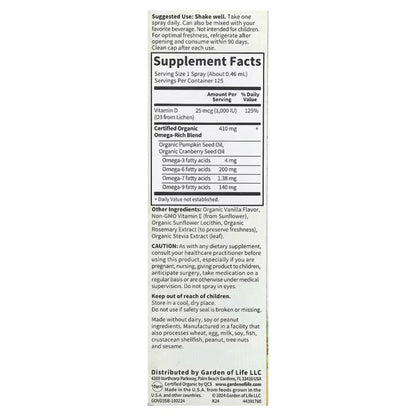 Alternate Image of Organics Vegan D3 Vanilla Spray, supplement facts