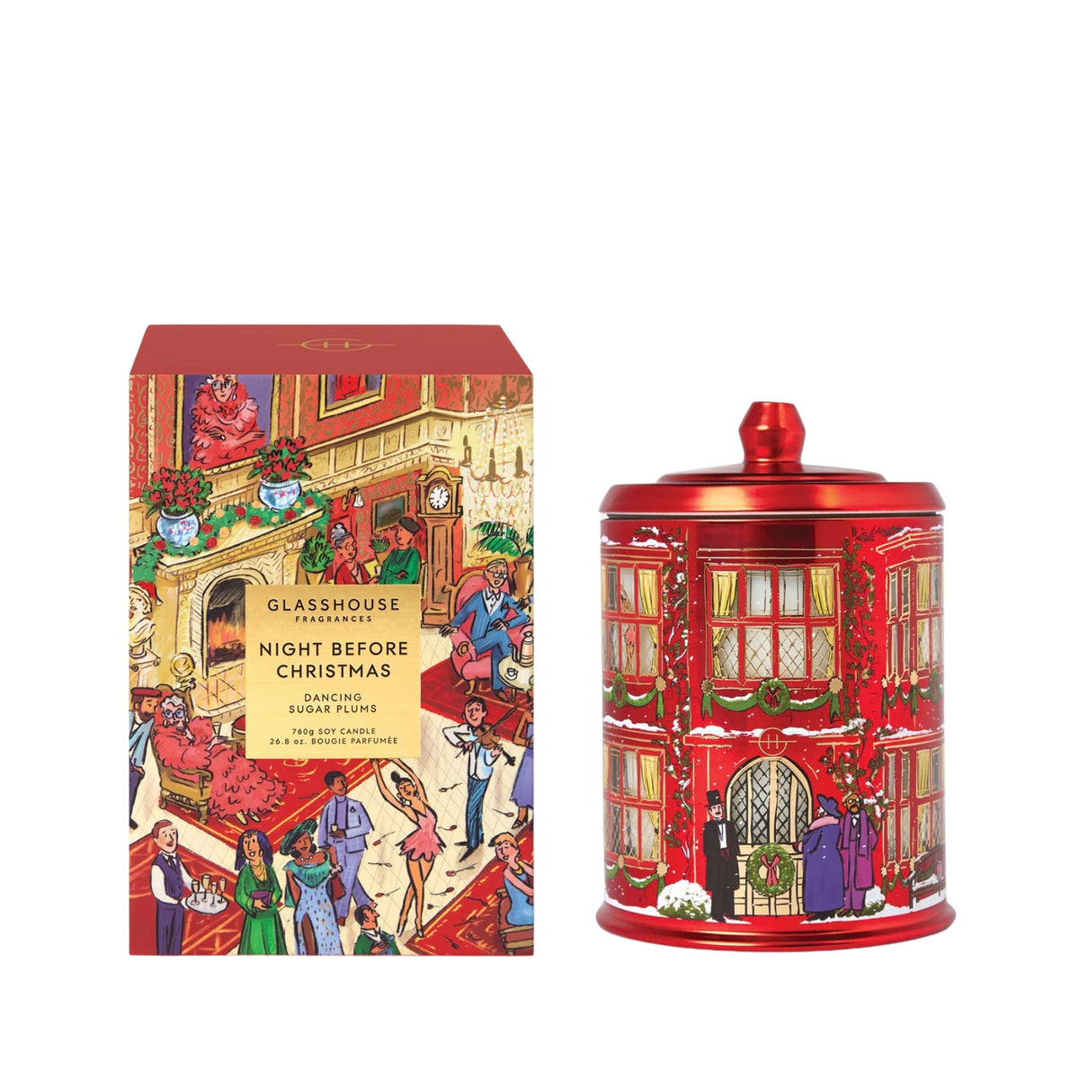 Primary Image of Holiday Night Before Christmas Candle, illustrated candle vessel and box