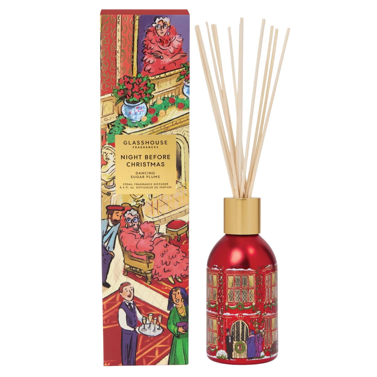 Primary Image of Holiday Night Before Christmas Diffuser, illustrated diffuser bottle and box