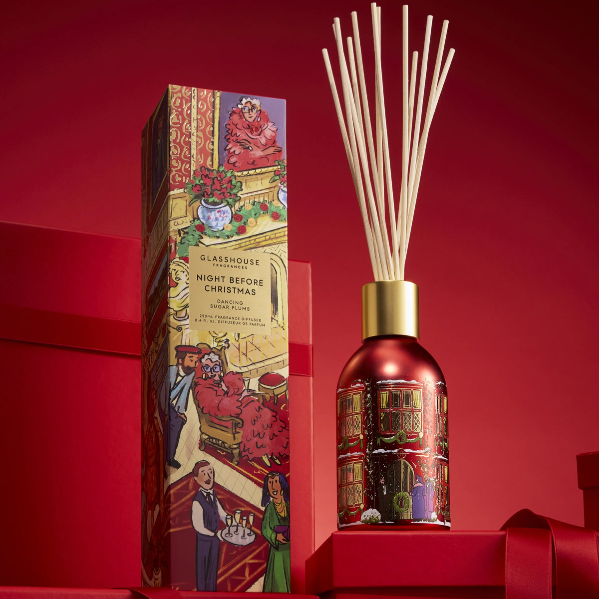 Alternate Image of Holiday Night Before Christmas Diffuser, illustrated diffuser bottle and box