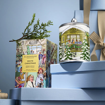 Alternate Image of White Christmas Candle, illustrated candle vessel and box
