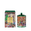 Primary Image of Holiday Winter Wonderland Candle, green illustrated candle vessel and box