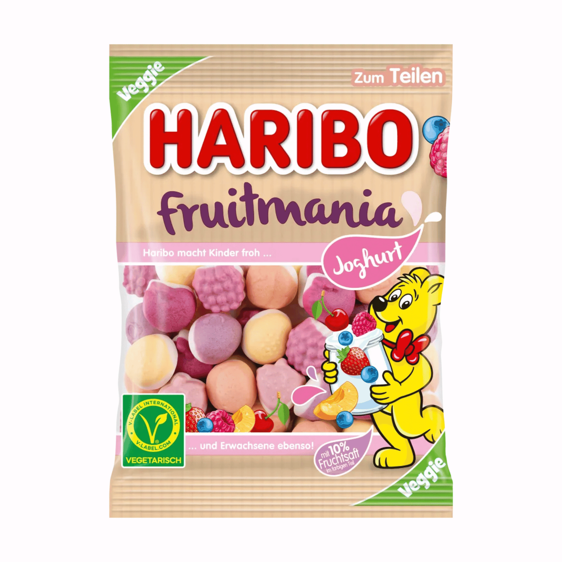 Primary Image of Fruitmania Joghurt Gummies, beige and pink candy bag