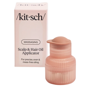Front view of Kitsch Terracotta Scalp & Hair Oil Applicator showcasing ribbed bottle and rounded applicator tip with white background