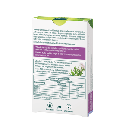 Alternate Image of Valerian 1000 Plus Vitamin B1, herbal supplement box with German writing