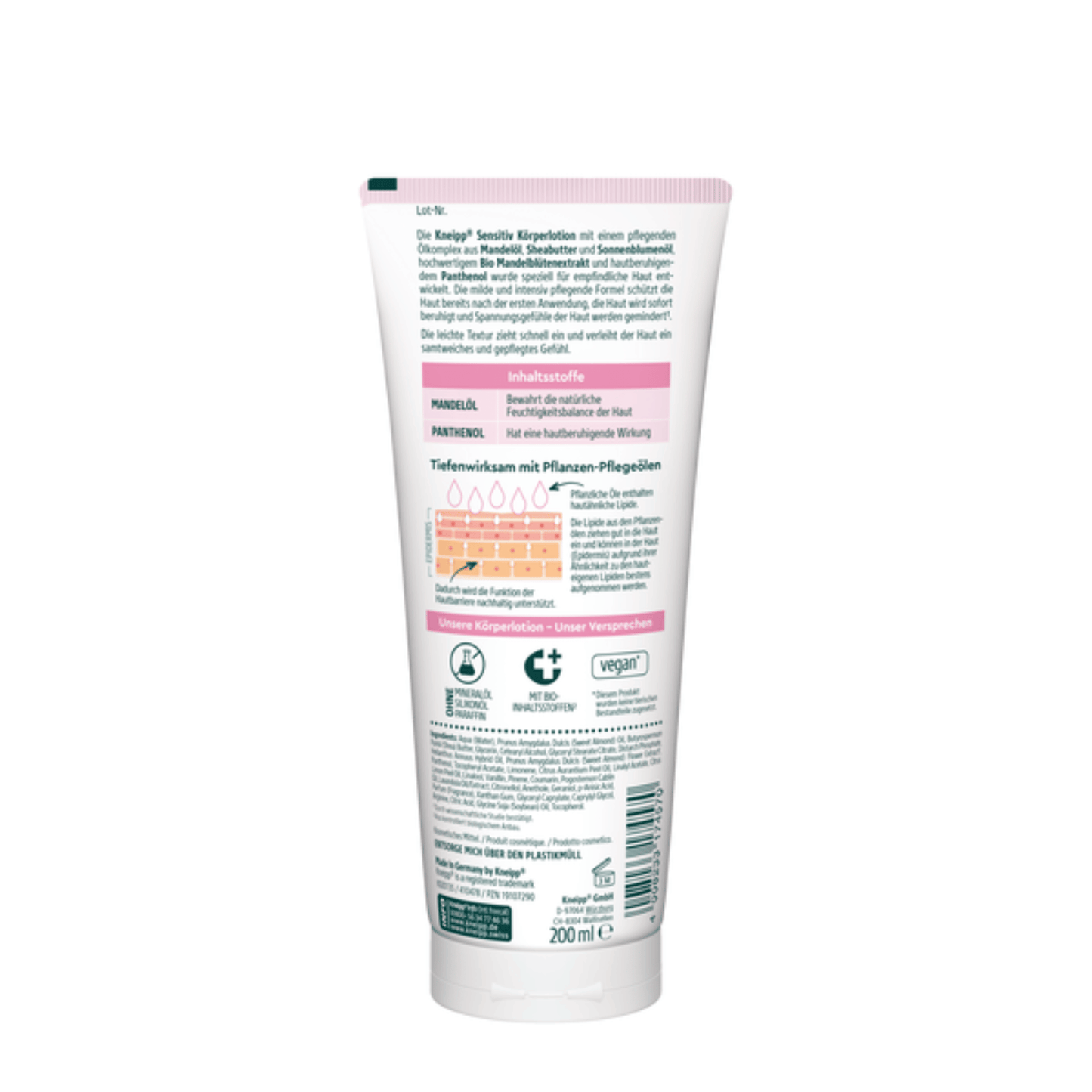 Alternate Image of Almond Blossom Sensitive Body Lotion, white lotion tube with German writing