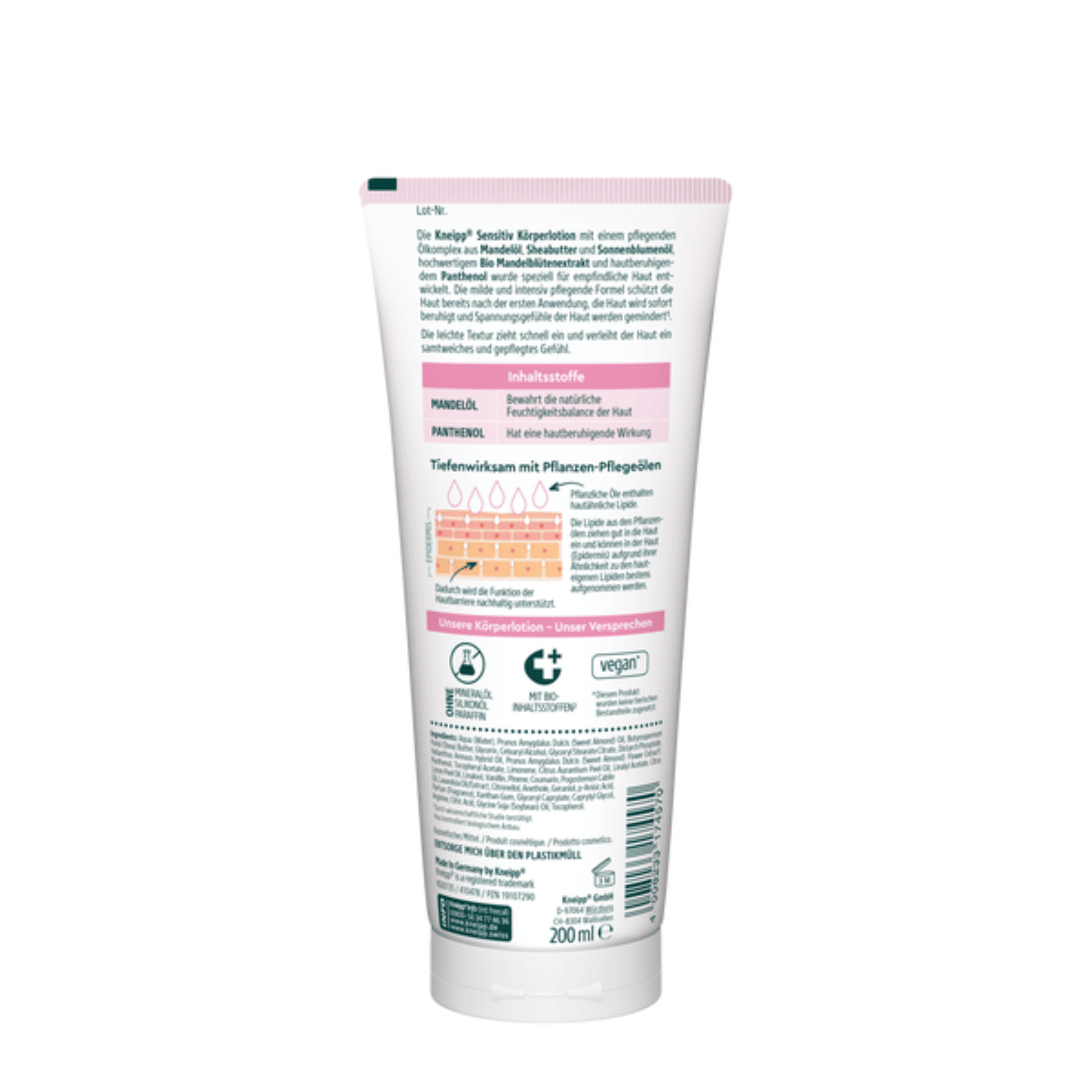 Alternate Image of Almond Blossom Sensitive Body Lotion, white lotion tube with German writing