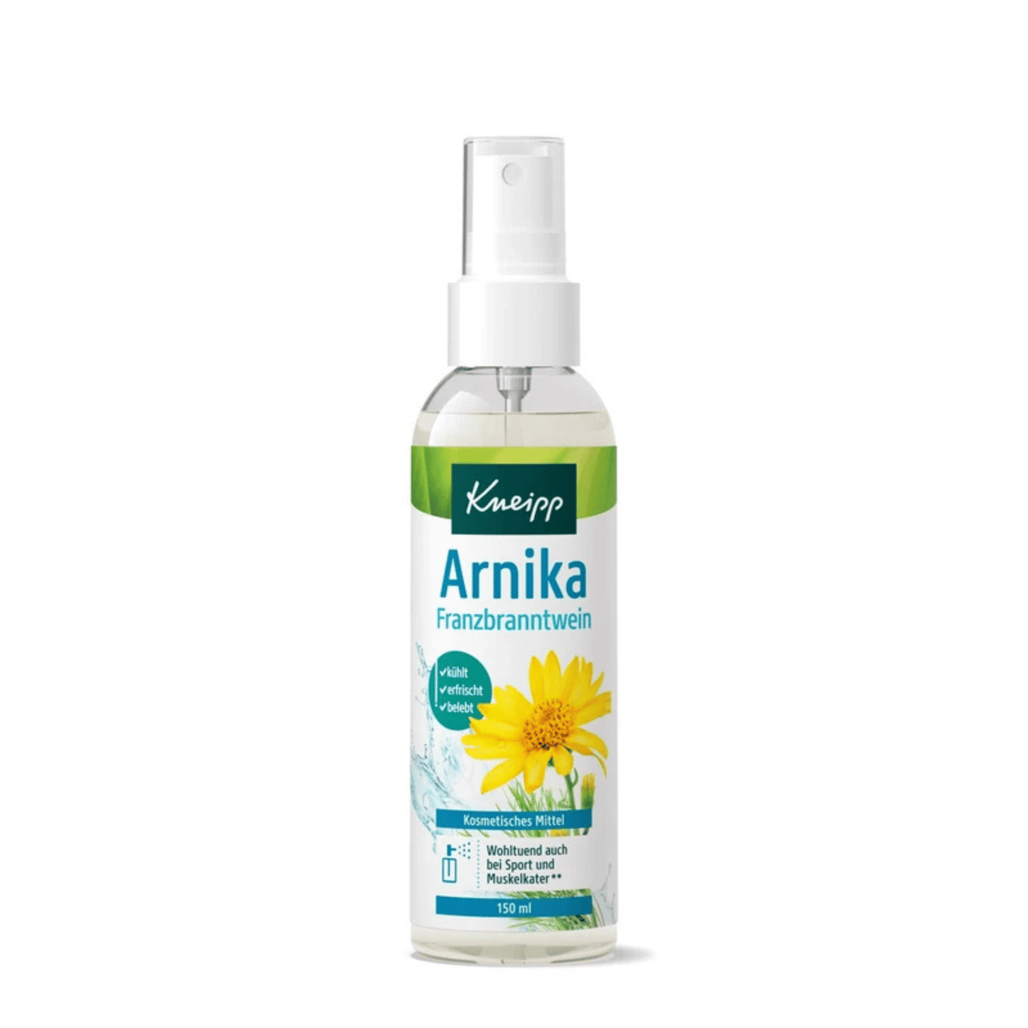 Primary Image of Arnica Franzbranntwein, green and white labelled spray bottle