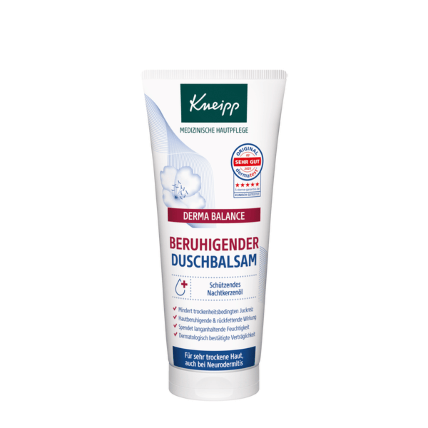 Primary Image of Derma Balance Soothing Shower Balm, white shower gel tube with German writing