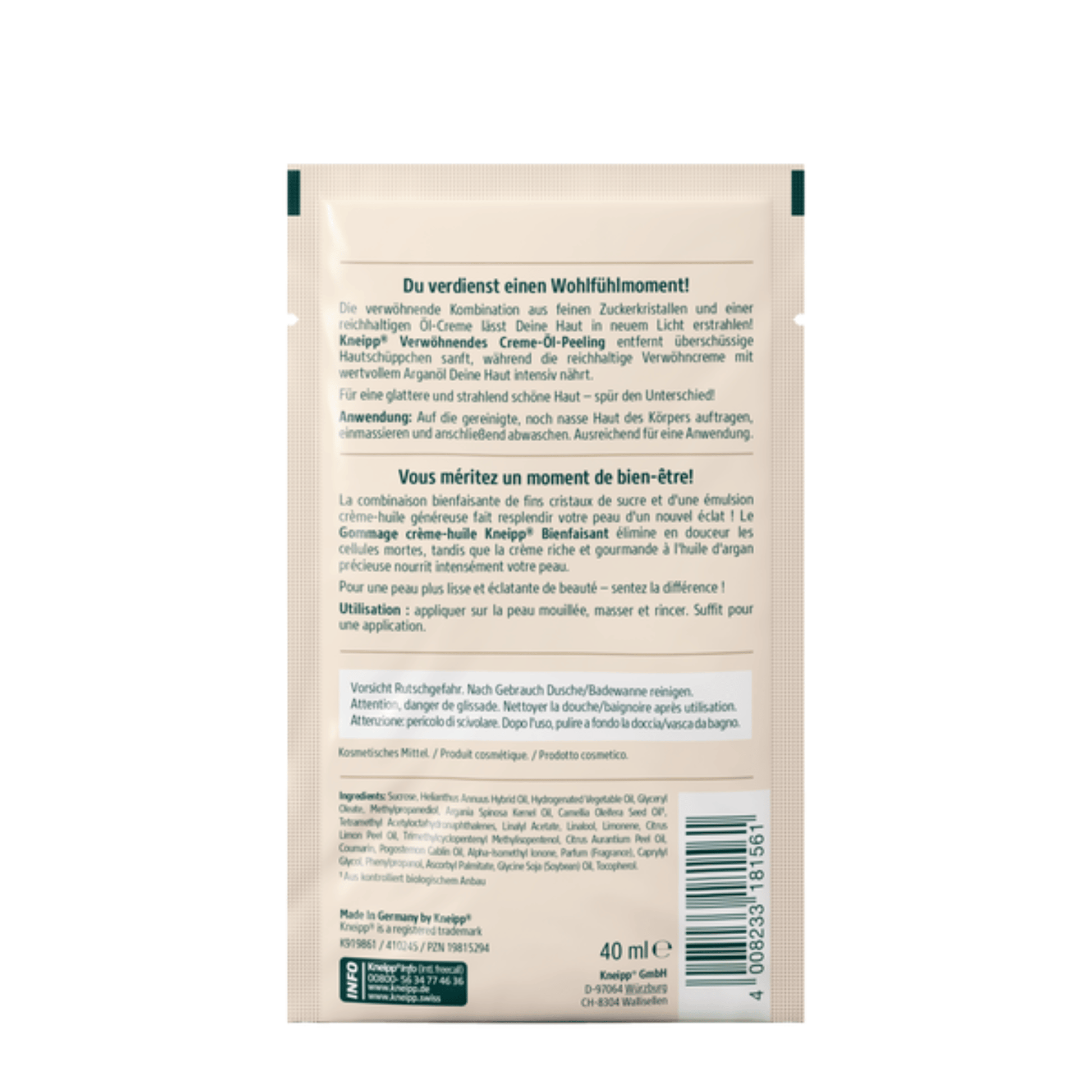 Alternate Image of Pampering Cream-Oil Body Scrub, beige and gold sachet