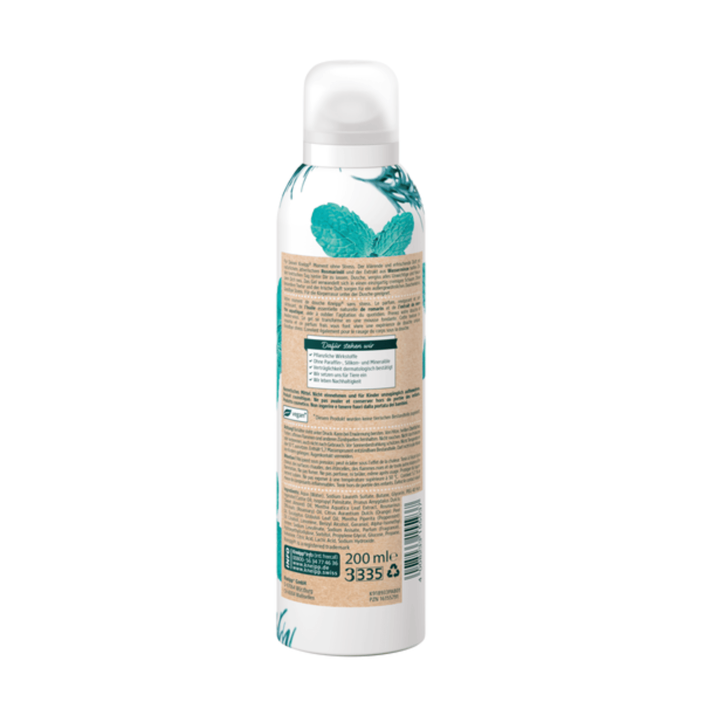 Alternate Image of Water Mint & Rosemary Goodbye Stress Shower Foam, a white can with botanical elements