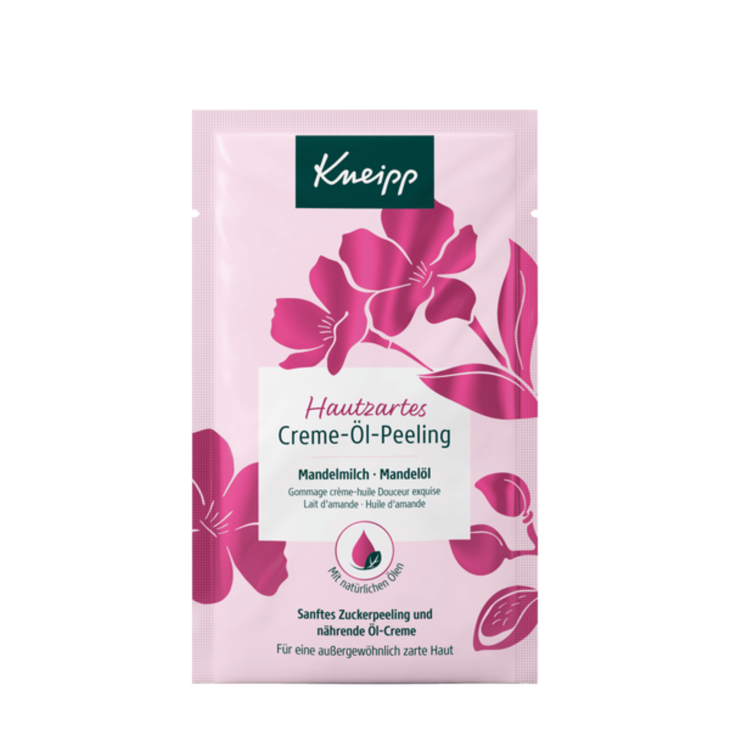Primary Image of Skin Soft Cream-Oil Body Scrub Sachet, pink sachet