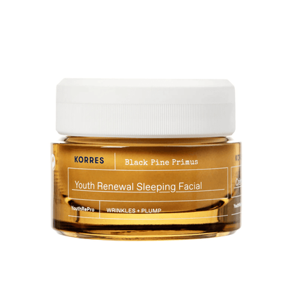 Primary Image of Black Pine Primus Youth Renewal Sleeping Facial, amber glass jar with white lid