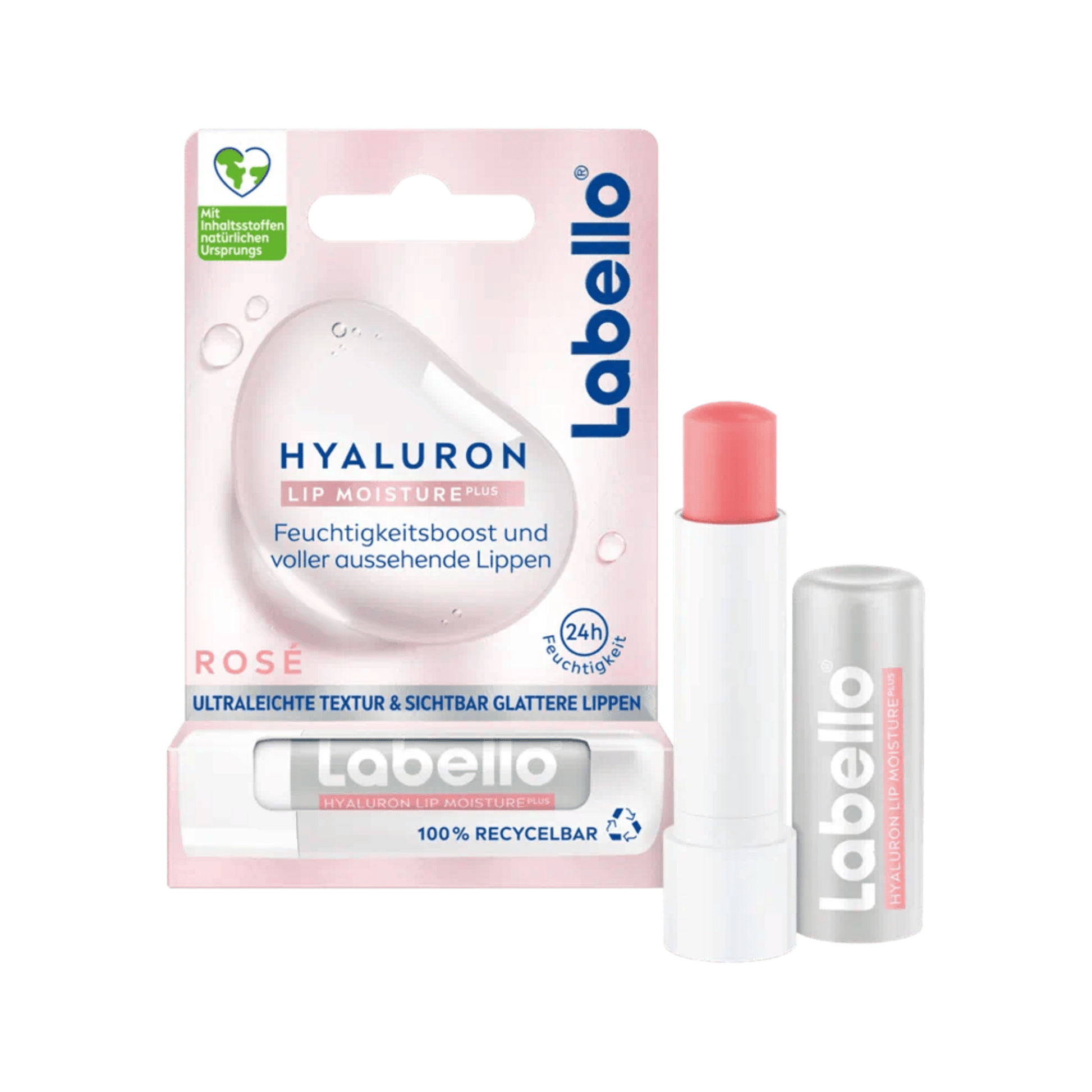 Primary Image of Hyaluron Lip Moisture PLUS Rose, light pink twist up lip balm