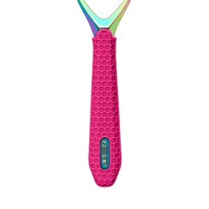 Front view of Leaf Two Fuchsia Grip Sleeve showcasing its textured honeycomb grip on a white background