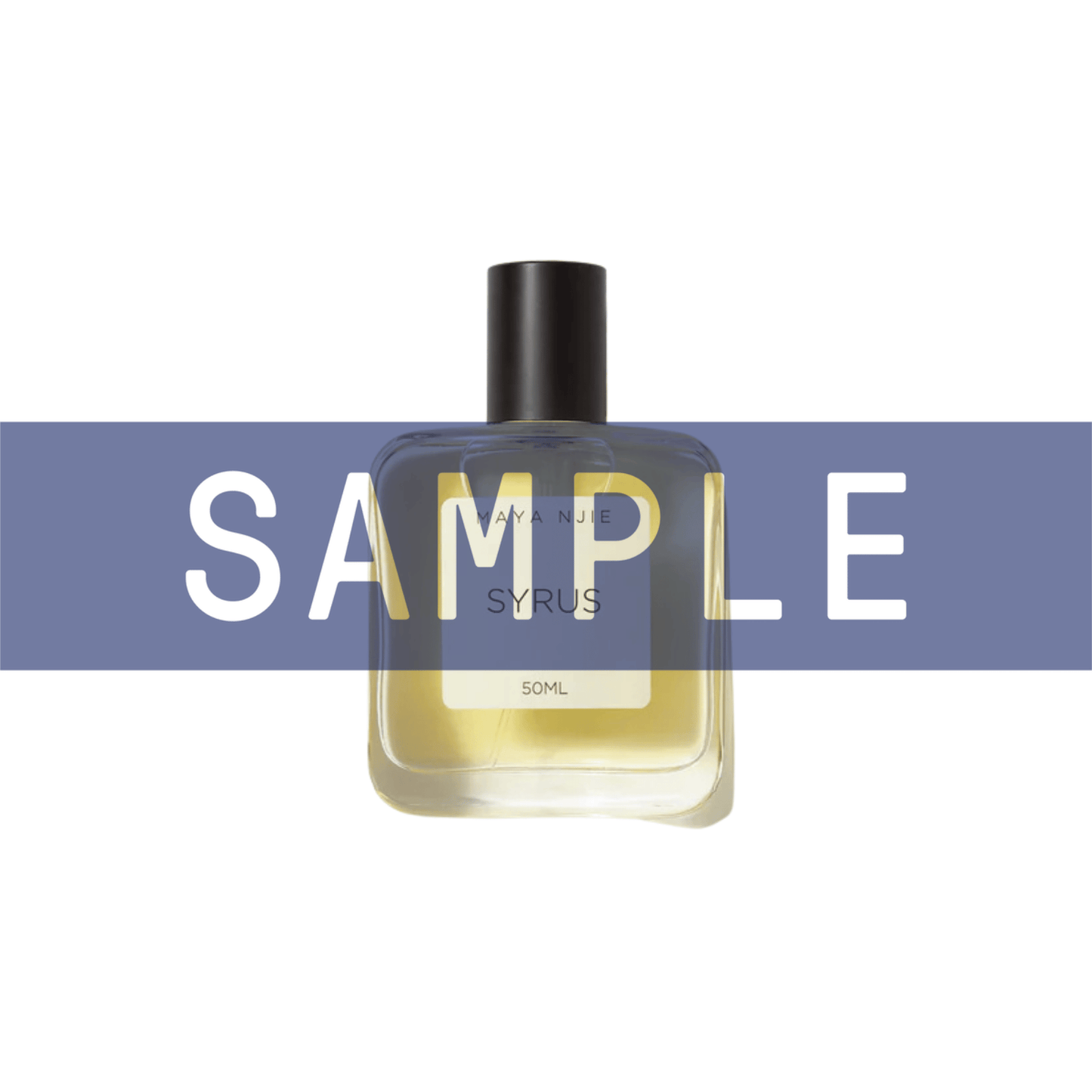 Primary Image of Sample - Syrus EDP, square perfume bottle with black cap with sample written over