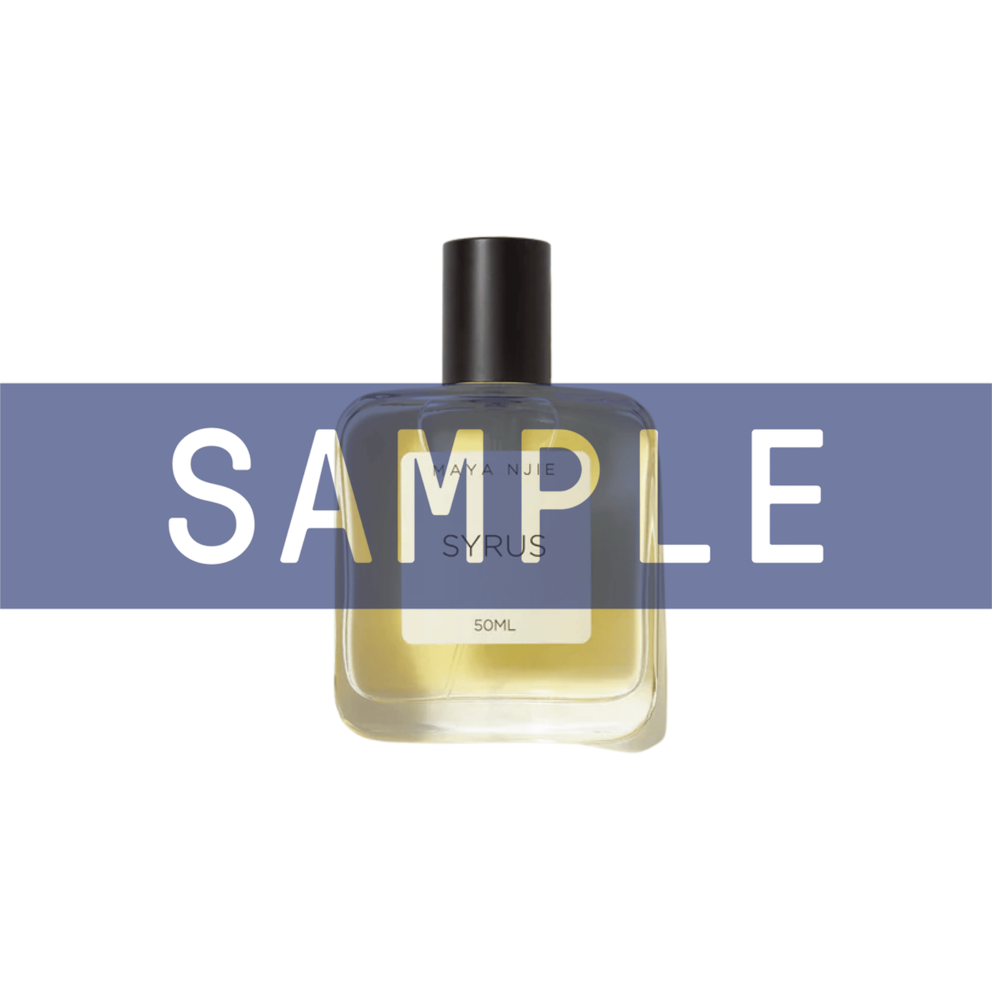 Primary Image of Sample - Syrus EDP, square perfume bottle with black cap with sample written over