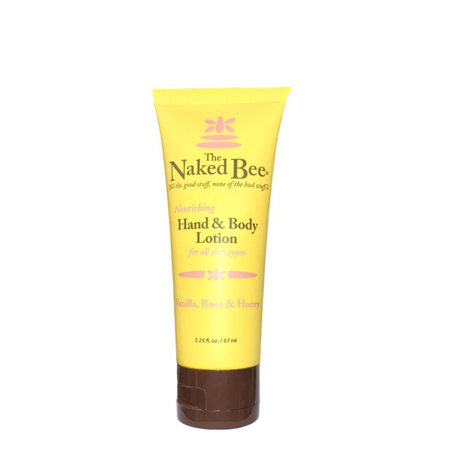 Primary Image of Vanilla, Rose & Honey Hand & Body Lotion 2.25 oz, yellow lotion tube