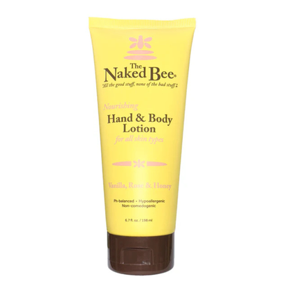 Primary Image of Vanilla, Rose & Honey Hand & Body Lotion 6.7 oz, yellow lotion tube