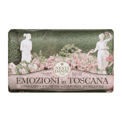 Primary Image of Emozioni in Toscana Garden in Bloom Bar Soap, pink and green paper wrapped bar soap