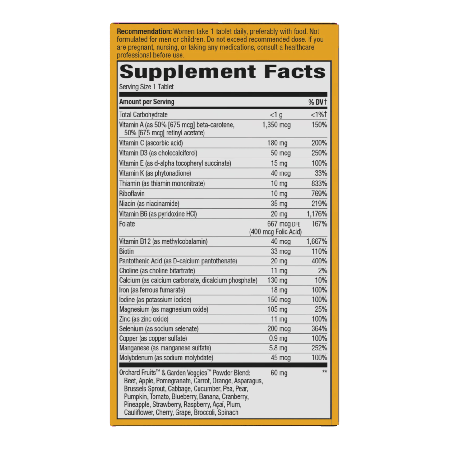 Alternate Image of Alive! Once Daily Women's Ultra Multivitamin , ingredients