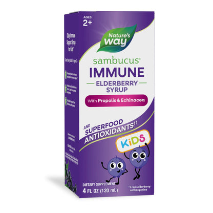 Primary Image of Sambucus Immune Elderberry Syrup for Kids, purple and white box