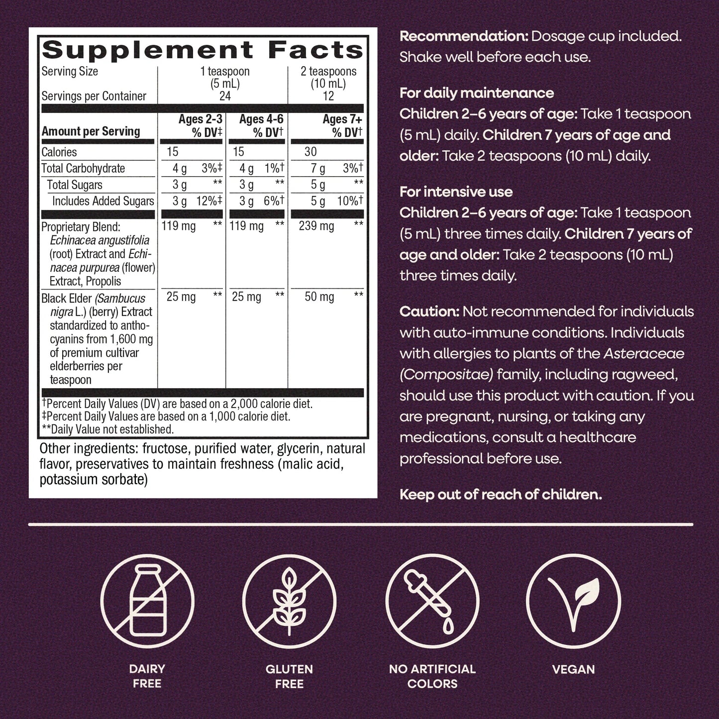 Alternate Image of Sambucus Immune Elderberry Syrup for Kids, purple and white text