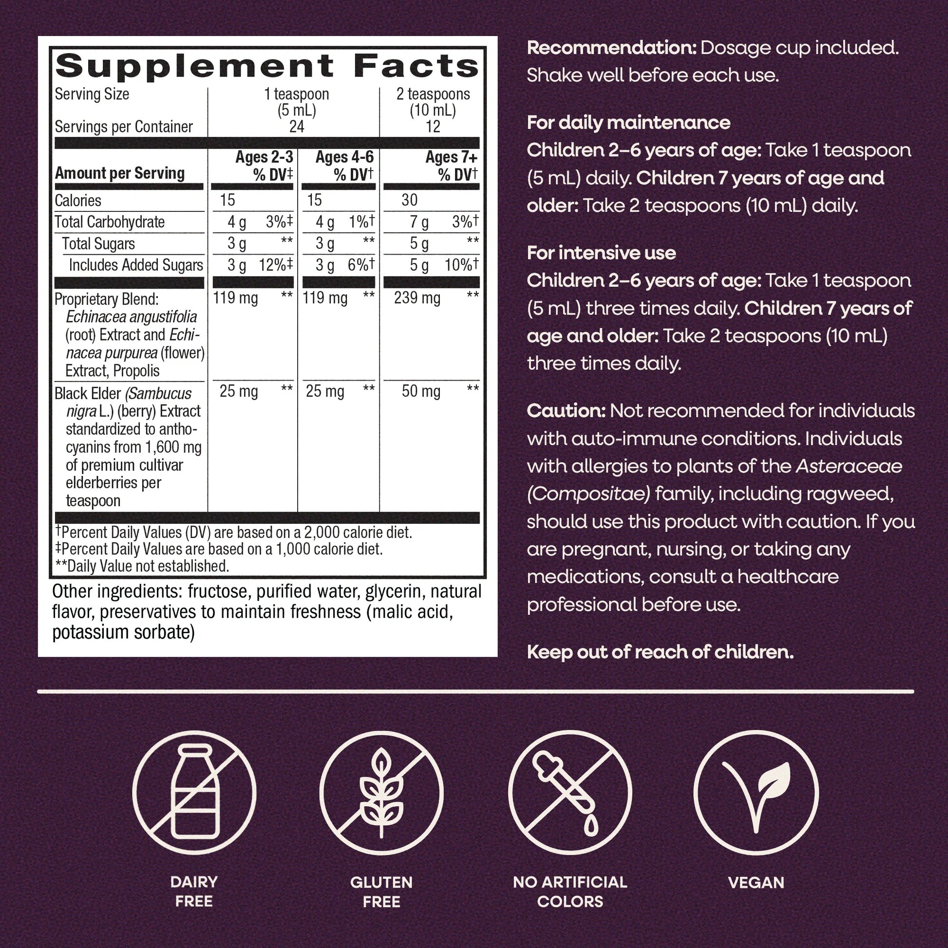 Alternate Image of Sambucus Immune Elderberry Syrup for Kids, purple and white text