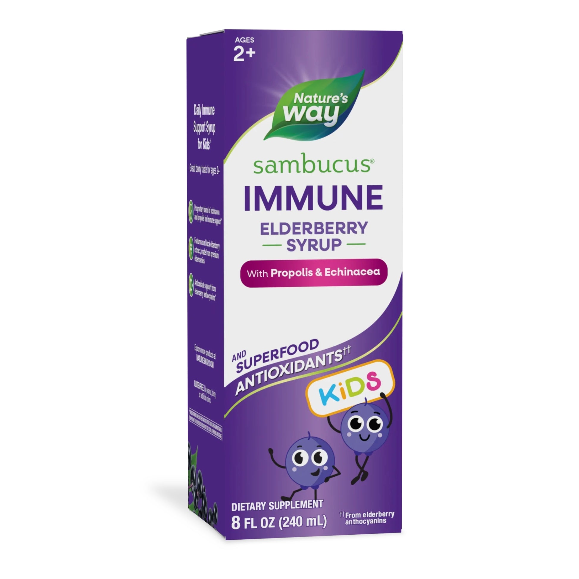 Primary Image of Sambucus Immune Elderberry Syrup for Kids, purple and white box