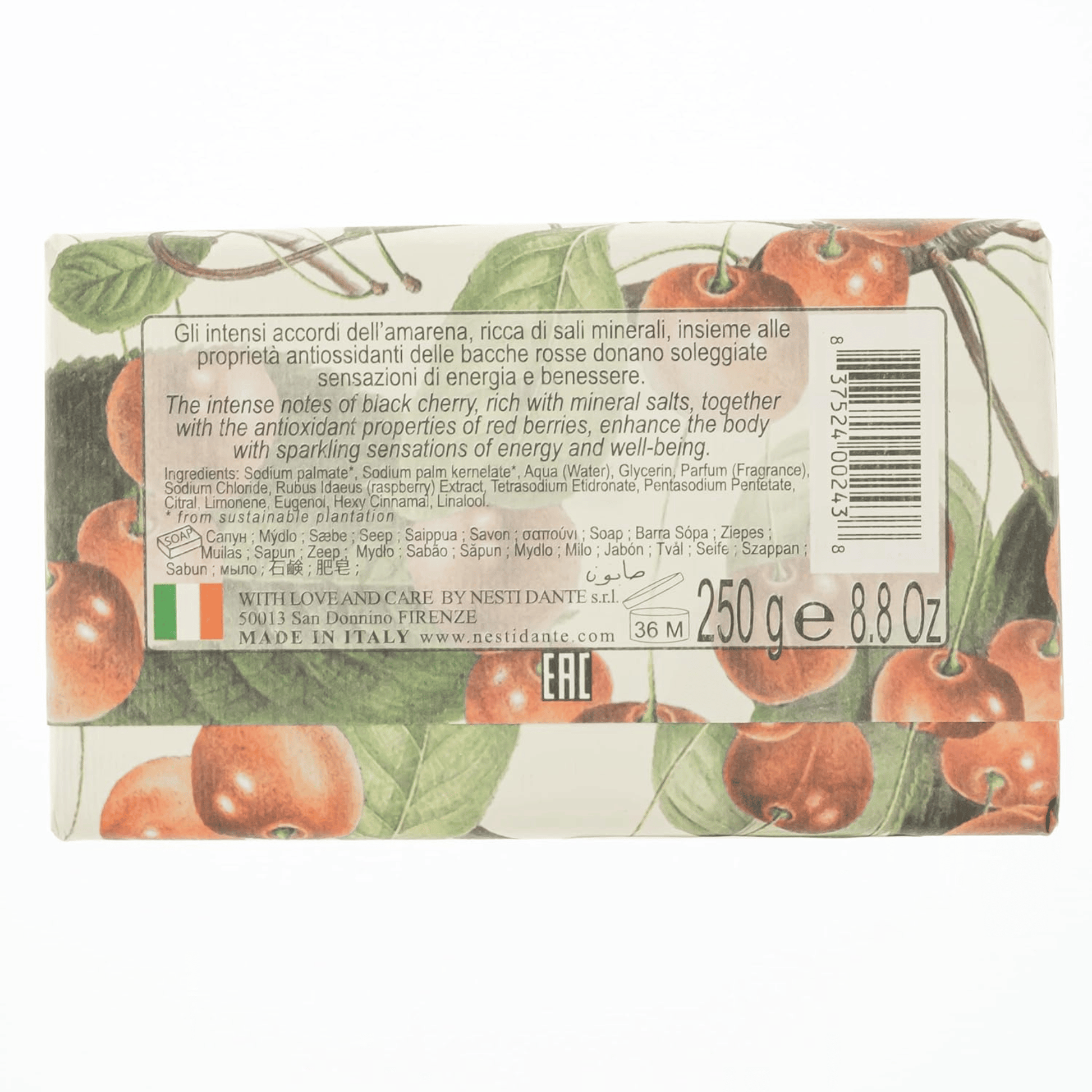 Alternate Image of Il Frutteto Black Cherry and Red Berries Bar Soap, cherry printed paper wrapped bar soap