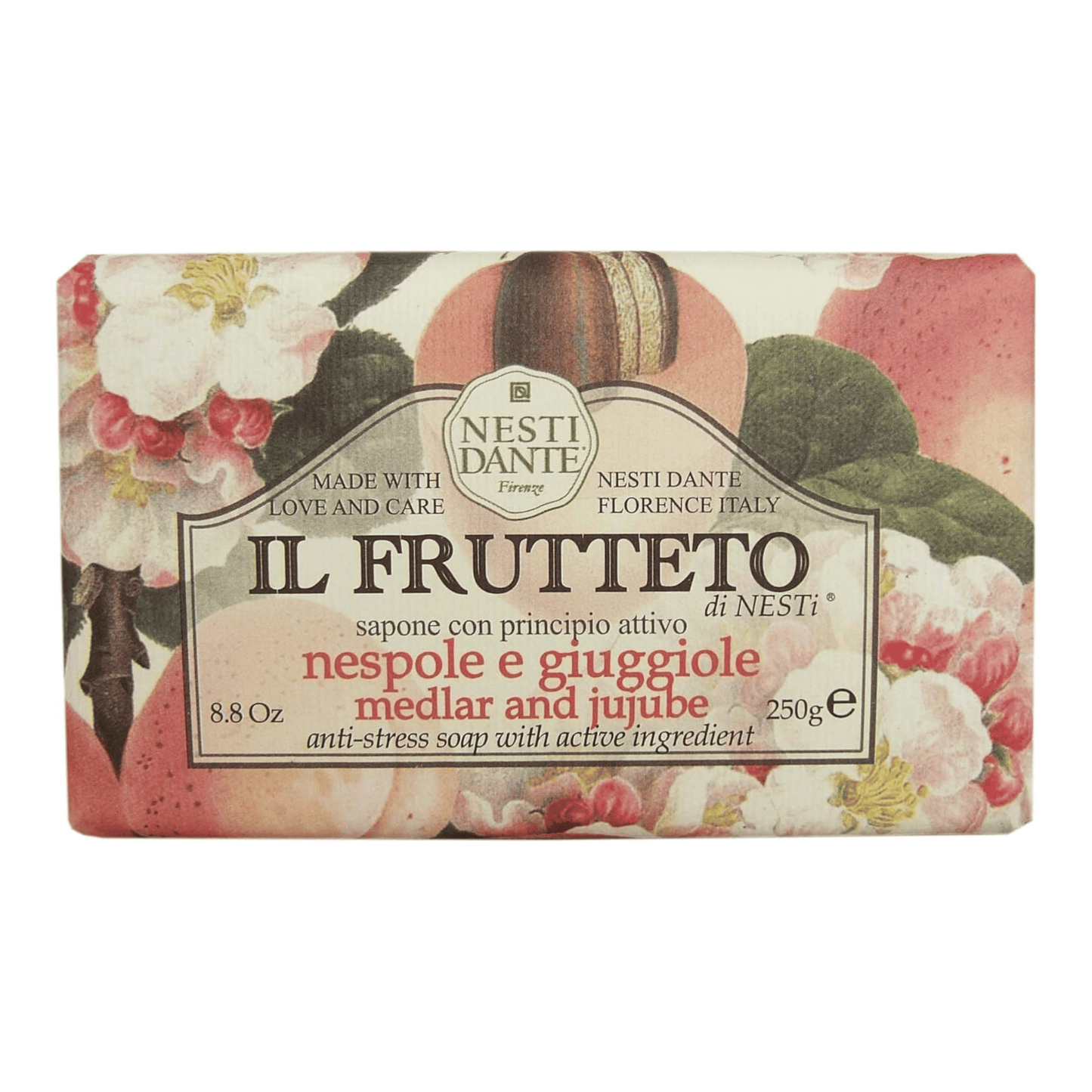Primary Image of Il Frutteto Medlar and Jujube Bar Soap, fruit printed paper wrapped bar soap